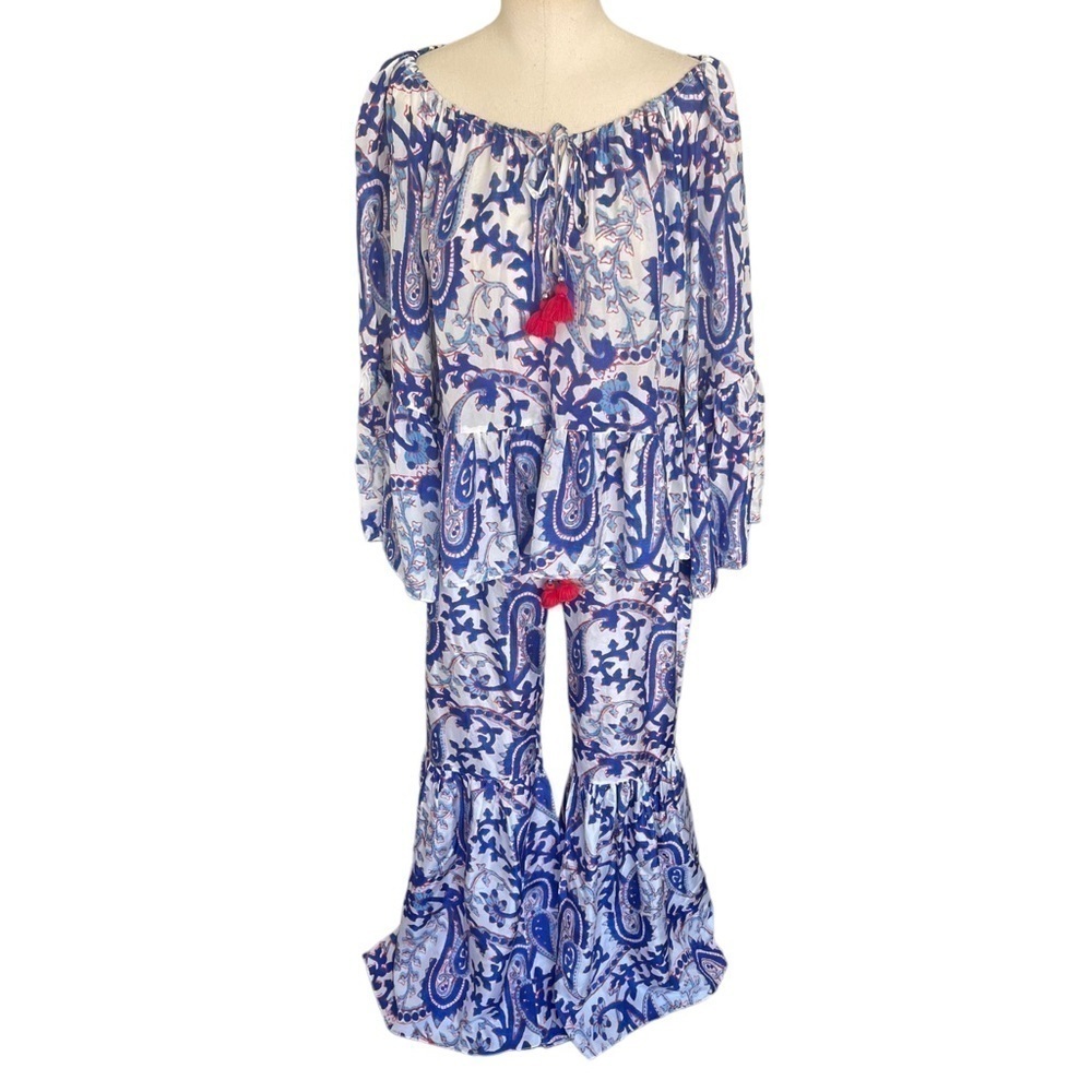Figue Silk Set - Brielle Bahia Beach Pants & Blouse Small - Picture 6 of 17